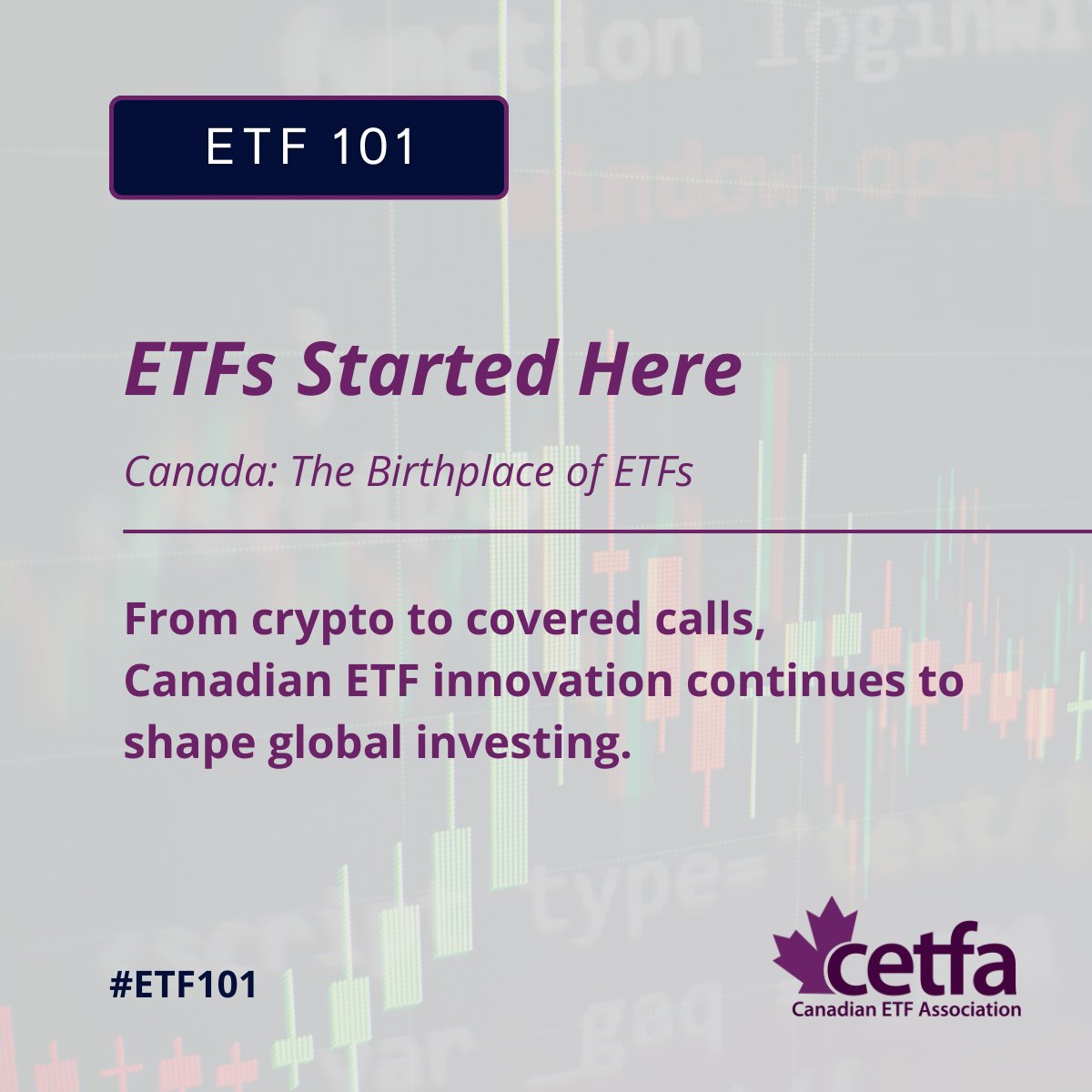 ETFs were invented in Canada 35 years ago.

As of May 2025, Canadian-listed ETF assets reached $593.3B. From covered calls to crypto, many innovations began here and continue to evolve.

#ETFCanada #CETFA #Innovation