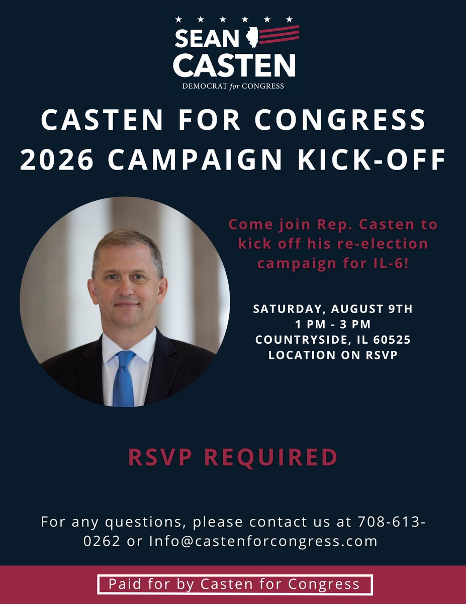 Join Sean on Saturday, August 9th, for a campaign kick-off event!

RSVP here: secure.actblue.com/donate/kickoff…