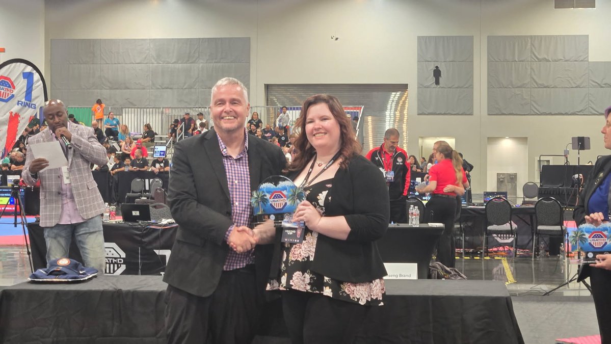 A truly special moment as Heather Ford accepted this honor on behalf of Justin Balancio from USA Taekwondo! We celebrate the strong partnership between USA Taekwondo and GOCAL, and our successful collaboration in bringing this event to Ontario, CA!