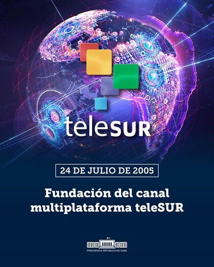 AnayansiRCamejo's tweet image. Conmemoramos hoy 20 aniversario de @teleSURtv , medio de comunicación alternativo que visibiliza los pueblos de América Latina, el Caribe y del 🌎, una plataforma de voz y resistencia que promueve la unidad e integración frente a medios hegemónicos dominados por transnacionales.