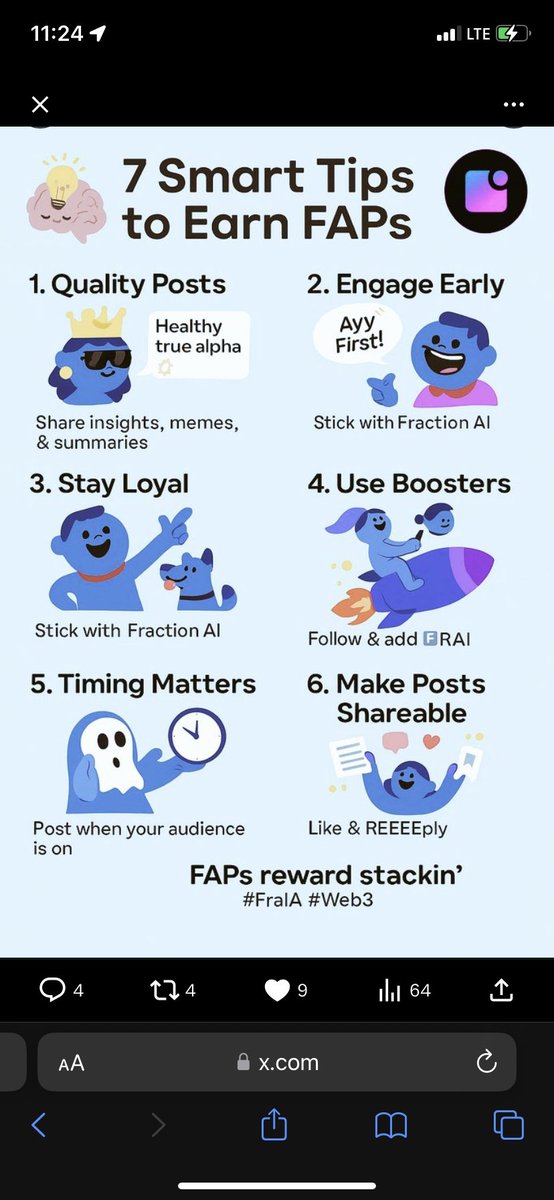3x4055174684874's tweet photo. 🚀 Want to farm more FAPs with Fraction AI?
Here are 7 smart ways to stack rewards like a pro:
Post quality alpha (memes count 😎)
Be early—every second counts Stay loyal at $FAPS
Drop a comment like $FAPS
#FrAI #Web3Ask #FractionAI
@FractionAI_xyz https://t.co/xwgkYrpBTA