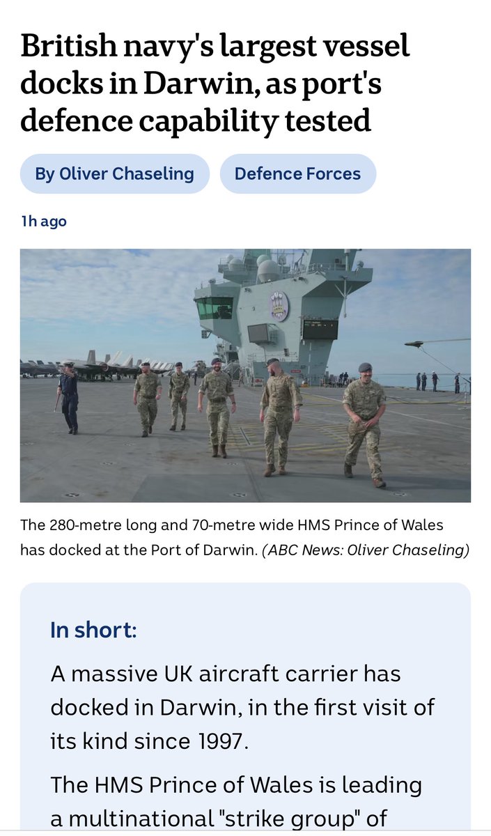 JAParker29's tweet image. British navy's largest vessel docks in Darwin, as port's defence capability tested |
Good to chat with @abcnews abt #TS25, interoperability & the positive development of re-arming 🇦🇺& partner navies with missiles in Darwin 👇
@NSC_ANU @UNSWCanberra
abc.net.au/news/2025-07-2…
