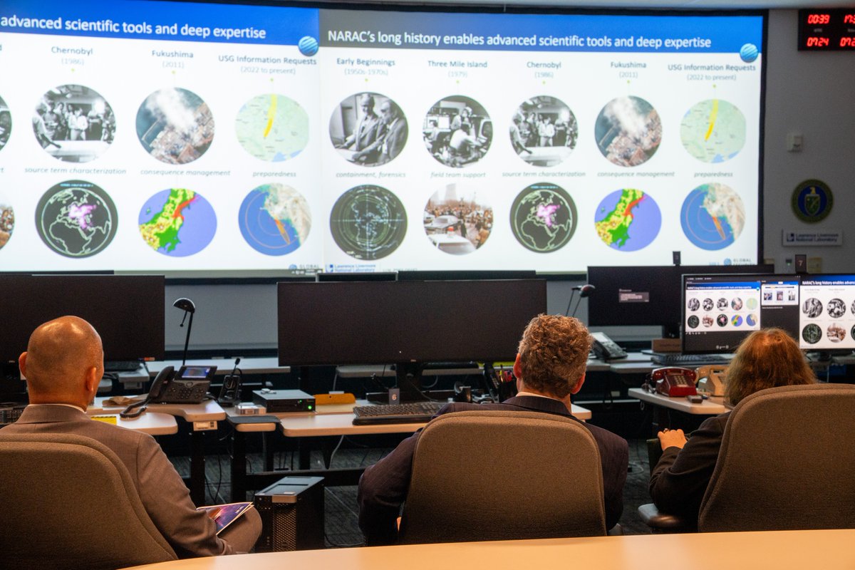 Livermore_Lab's tweet image. Available 24 hours a day, seven days a week, NARAC can respond to emergency events anywhere in the world. @ENERGY Deputy Secretary James Danly visited this vital national resource on his tour of the Lab.