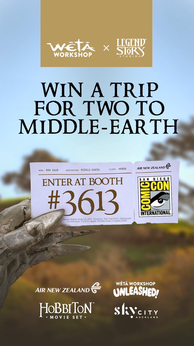 WIN a once-in-a-lifetime Kiwi creative adventure. Made possible by <a href="/FlyAirNZ/">Air New Zealand</a> and the biggest names in Kiwi entertainment.
 
Enter only at SDCC booth!

T&amp;Cs apply. Entries close Aug 1.
 #SDCC2025
