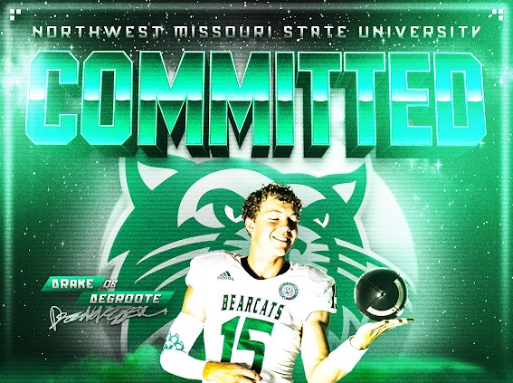 Drake_DeGroote's tweet image. I am blessed to announce I am committed to Northwest Missouri State! @NWBearcat_FB @CoachMcMenamin @Jake_Willrich @Coach_Boes @CoachSwensVTFB @d1graphicsco @CoachHoover @D1Apex @LevelUp7on7
