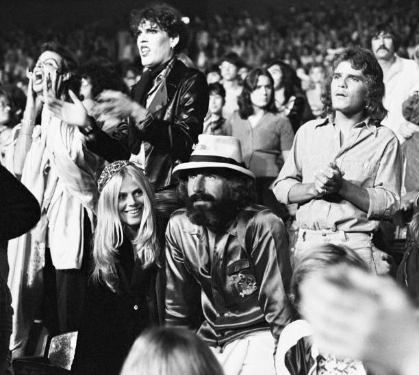 Britt Ekland and Lou Adler attend a David Bowie concert at the Universal Amphitheatre, Universal City, CA 1974.

Photo by Mark Sullivan