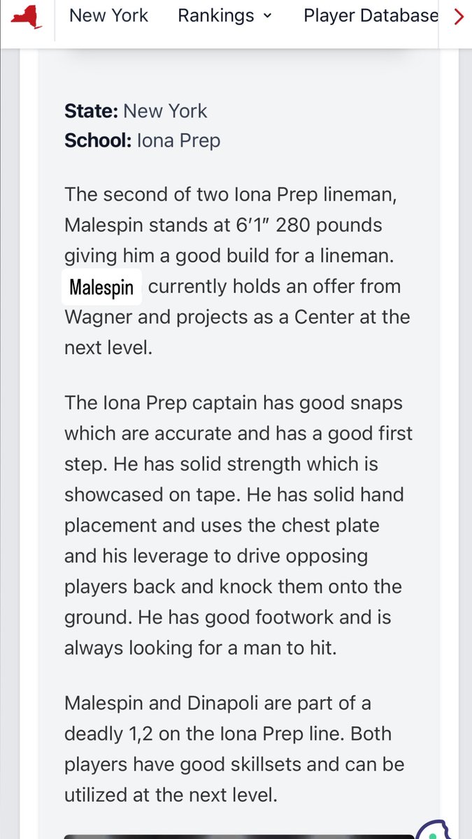 Carlos βCJβ Malespin 2026 (@cj_malespin) on Twitter photo Thank you <a href="/PrepRedzoneNY/">Prep Redzone New York</a> for the write up! This seasonβs going to be deadly with <a href="/ADiNap77/">Anthony βDiNapβ DiNapoli</a> and I, along the rest of our OL!! <a href="/Joespags12/">Coach Joe Spagnolo</a> <a href="/CoachMoffitt/">Michael Moffitt</a> <a href="/vinnysullivan77/">Sullivan Sports Performance</a> <a href="/ionafootball/">Iona Prep Football</a> Thank you <a href="/PrepRedzoneNY/">Prep Redzone New York</a> for the write up! This seasonβs going to be deadly with <a href="/ADiNap77/">Anthony βDiNapβ DiNapoli</a> and I, along the rest of our OL!! <a href="/Joespags12/">Coach Joe Spagnolo</a> <a href="/CoachMoffitt/">Michael Moffitt</a> <a href="/vinnysullivan77/">Sullivan Sports Performance</a> <a href="/ionafootball/">Iona Prep Football</a>
