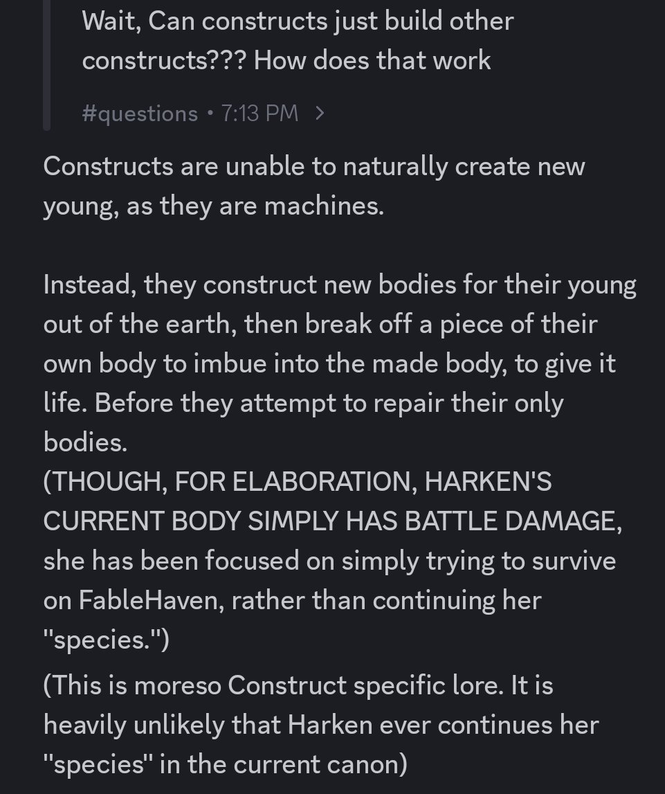 pursuingnews's tweet image. ! EXTRA !
Constructs can create new bodies for their young (children) out of the earth, breaking off a piece of their own body to give it life.
#dieofdeath #dieofdeathroblox #roblox #harken #fablehaven