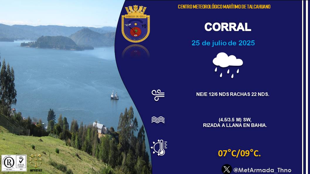 Centro Meteorológico Marítimo de Talcahuano (@metarmada_thno) on Twitter photo Revisa el pronóstico meteorológico del día #viernes 25 de #JULIO para #Constitución #Talcahuano #Lebu #Corral
meteoarmada.directemar.cl/site/pronostic…
<a href="/RedMeteoA/">Red MeteoAficionada</a>
<a href="/gorebiobio/">Gobierno Regional del Biobío</a>
<a href="/TVUNoticias/">TVU Noticias</a>
<a href="/Sernatur/">Sernatur</a>
@imconstitucion
@Meteo_valdivia
<a href="/maritgobvld/">Gobernación Marítima de Valdivia</a>
<a href="/gm_talcahuano/">Gobernación Marítima de Talcahuano</a>
@servimet_armada Revisa el pronóstico meteorológico del día #viernes 25 de #JULIO para #Constitución #Talcahuano #Lebu #Corral
meteoarmada.directemar.cl/site/pronostic…
<a href="/RedMeteoA/">Red MeteoAficionada</a>
<a href="/gorebiobio/">Gobierno Regional del Biobío</a>
<a href="/TVUNoticias/">TVU Noticias</a>
<a href="/Sernatur/">Sernatur</a>
@imconstitucion
@Meteo_valdivia
<a href="/maritgobvld/">Gobernación Marítima de Valdivia</a>
<a href="/gm_talcahuano/">Gobernación Marítima de Talcahuano</a>
@servimet_armada