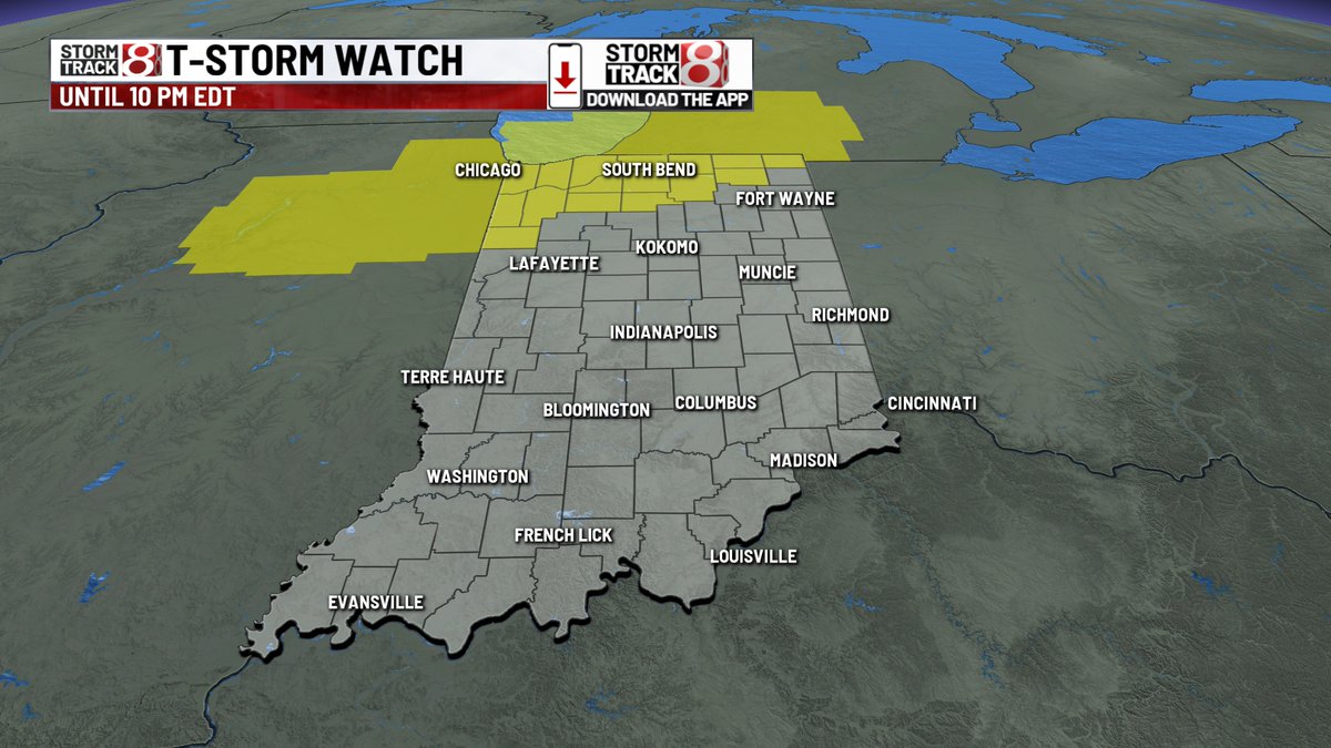 RyanMorseWx's tweet image. Severe Thunderstorm Watches have been issued in northern Indiana until 10 PM EDT. Main severe risk is to be well north of Indy into tonight.
There is also a strong storm in eastern Hancock county with 50 MPH wind/small hail potential.