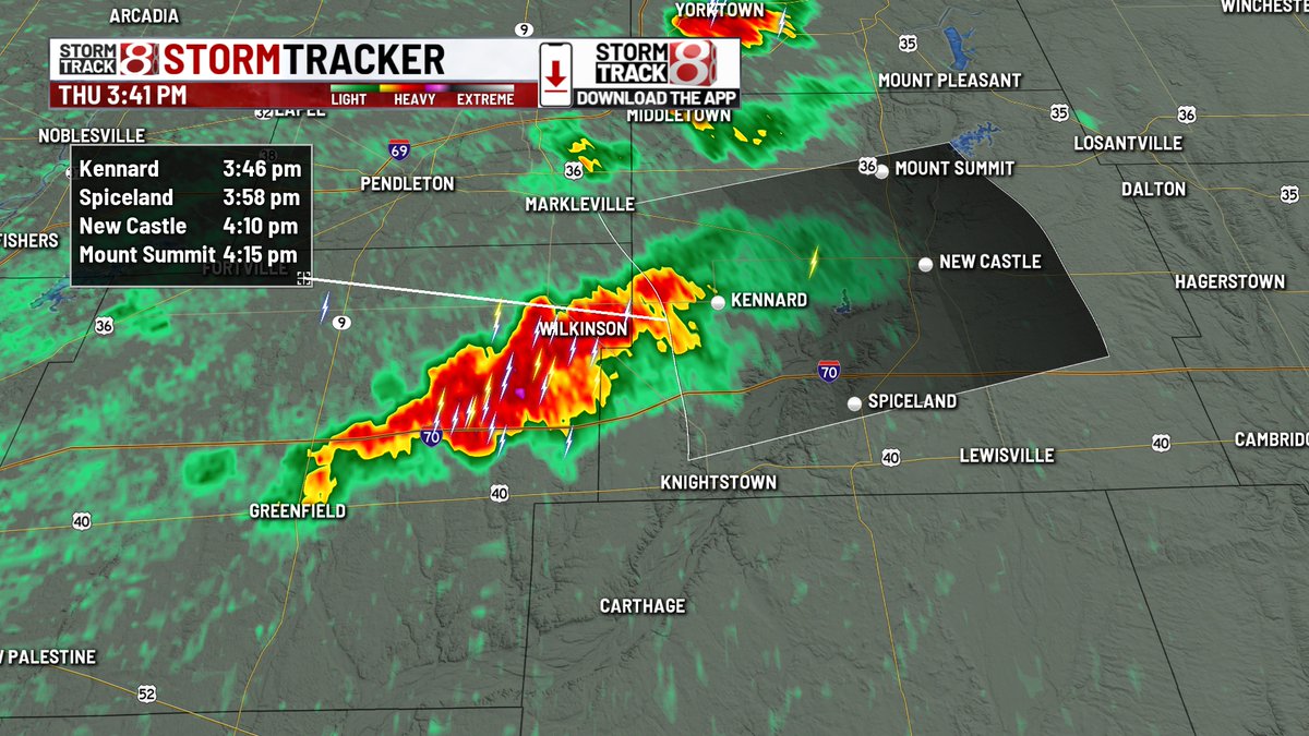 RyanMorseWx's tweet image. Severe Thunderstorm Watches have been issued in northern Indiana until 10 PM EDT. Main severe risk is to be well north of Indy into tonight.
There is also a strong storm in eastern Hancock county with 50 MPH wind/small hail potential.