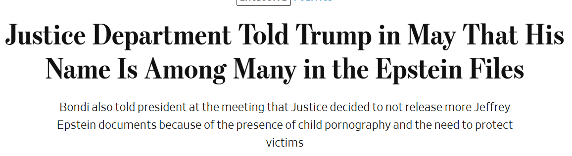 Trump told the American people he hadn't been informed his name was in the Epstein Files.

That was a lie.

Republicans need to stop covering for Trump and start fighting for the victims of this tragedy.