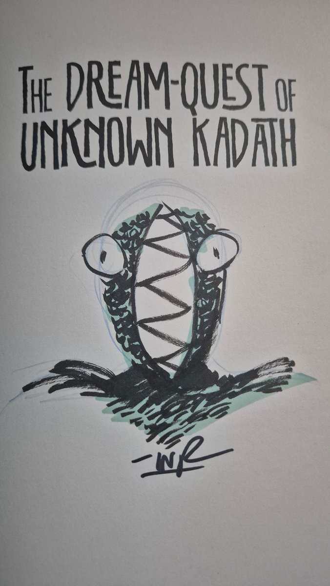 MarkYarksHopper's tweet image. I love @injculbard 's Lovecraft adaptations and used to love meeting him at comic cons- did these 2 sketches for me, particularly like the Gug from the Dream Quest of Unknown Kadath!