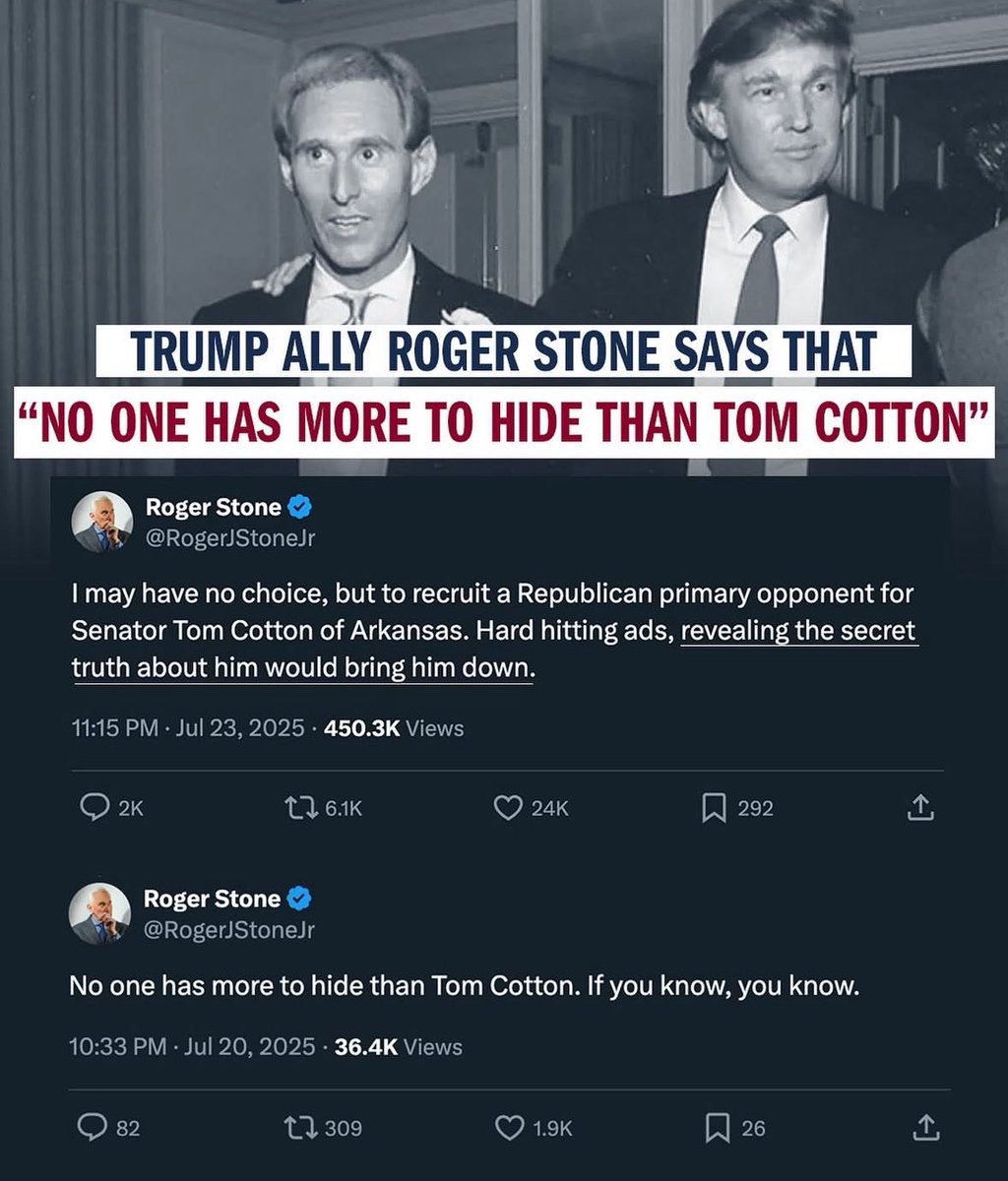 Uh oh, Cotton Balls. What do you think Roger Stone has on Tom Cotton, y’all?