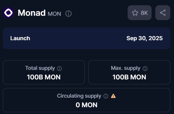 Monad mainnet on September 30, 2025.