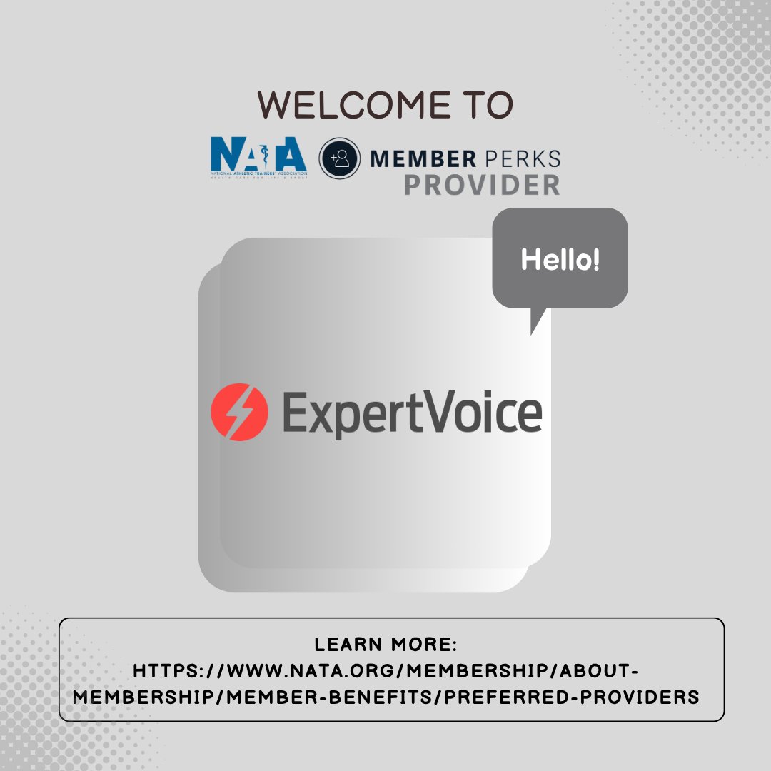 NATA1950's tweet image. Welcome ExpertVoice to the NATA Member Perks Program! We’re excited to announce that all NATA Members now have access to ExpertVoice -- your new go-to for steep discounts on 500+ top athletic brands! Save up to 60% off gear you know and love.
Here’s how to get started:
1️⃣…