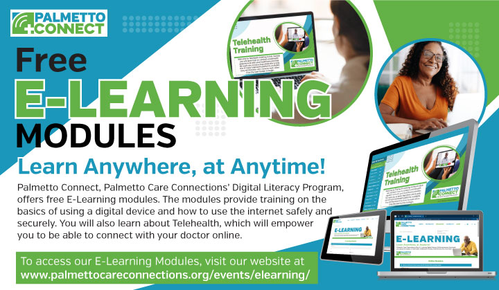 🧠 Learning is just a click away! Join our free eLearning hub for tech skills: palmettocareconnections.org/events/elearni… #DigitalSkills #eLearning #LearnFromAnywhere #DigitalLiteracy #PCCResources #StayConnected #ConfidenceWithTech #RuralEmpowerment