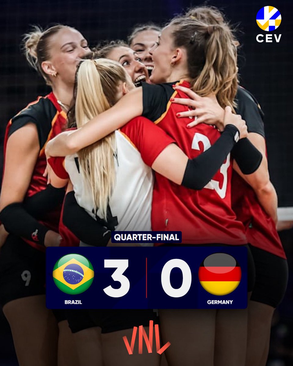 CEVolleyball's tweet image. Brazil 🇧🇷 won Germany 🇩🇪 in the #VNL2025 Quarterfinal.

📸 @volleyballworld 
#cev #europeanvolleyball