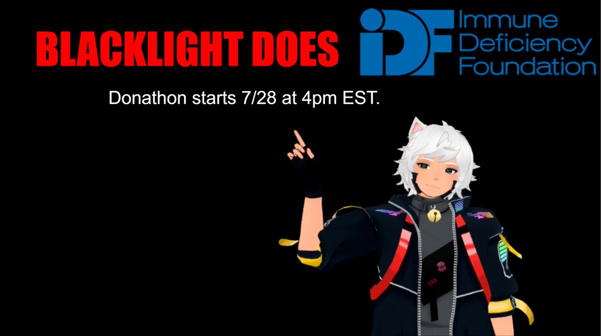 BlacklightVT's tweet image. BE THERE OR BE SQUARE 7/28
I WILL BE MATCHING WHAT WE RAISE UP TO $500
all money made goes to the #immunedeficiencyfoundation no questions asked. Please donate through ko-fi.com/blacklightvt OR StreamElements.com/blacklightvt/t….