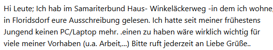 PCsfueralle's tweet image. diese Nachricht haben wir vor ein paar Tagen bekommen und heute hat sie einen PC abgeholt und ein Geschenk dagelassen. Einen Osterhasen nämlich - vielen Dank dafür
We received this message a few days ago and today she picked up a PC and left a present. An Easter bunny - thank…