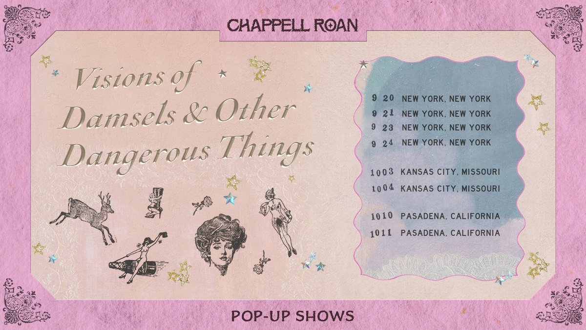 NYC, Kansas City &amp; LA ✰ I’m bringing my new live show, Visions of Damsels &amp; Other Dangerous Things, to you! My goal with these shows is to get tickets into the hands of real fans, so you can register for access from now until Sunday, 7/27 at 11:59pm ET at chappellroanshows.com