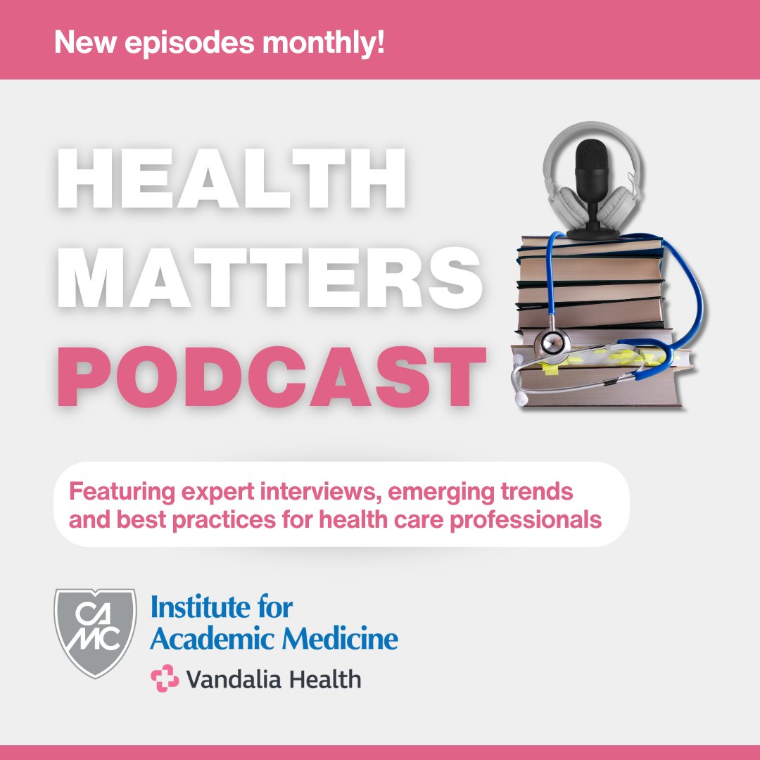 The CAMC Institute for Academic Medicine’s Health Matters Podcast makes high-quality continuing education accessible and convenient for physicians, nurses, pharmacists and allied health professionals.

Eligible listeners can earn CE credit. Listen now at bit.ly/44lYsZc.