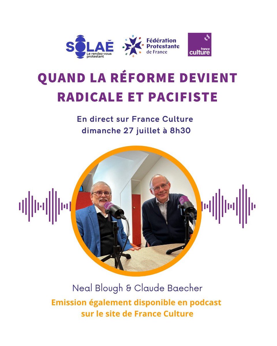 Dimanche sur <a href="/franceculture/">France Culture</a> dans <a href="/SolaeFPF/">SOLAE RdvProtestant</a> : émission spéciale enregistrée dans la médiathèque protestante à Strasbourg avec Neal Blough &amp; Claude Baecher à l’occasion des 500 ans de l’anabaptisme