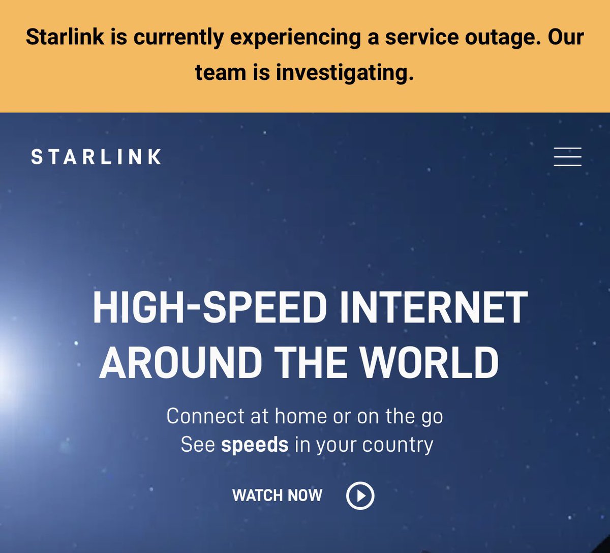 caracaslink's tweet photo. STARLINK ANUNCIA FALLA EN LA RED. NO SE TIENE TIEMPO ESTIMADO DE RESOLUCIÓN. https://t.co/NgeVD4Kbzc