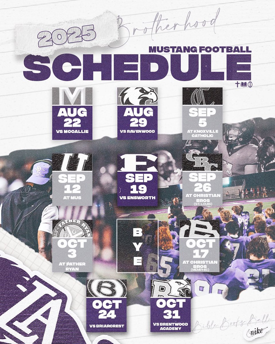 LAmustangFB's tweet image. Updated 2025 Varsity Schedule 🔥💜🖤🔥 #BibleBooksBall