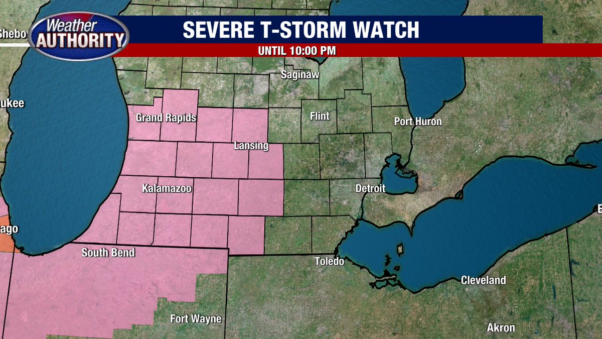 SEVERE T-STORM WATCH IN EFFECT FOR WESTERN AND CENTRAL LOWER MICHIGAN UNTIL 10:00 PM
