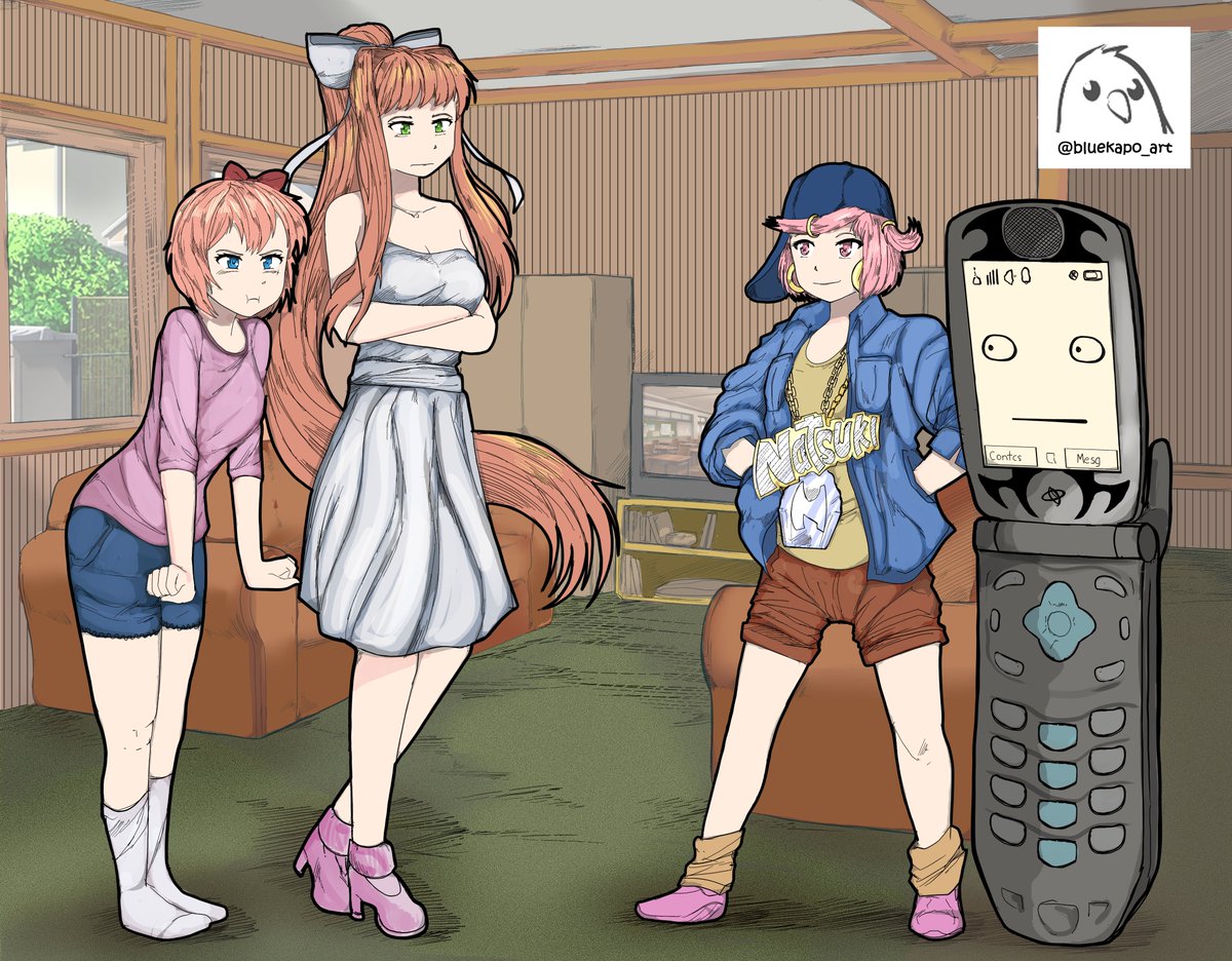 bluekapo_art's tweet image. Someone decided to sell themselves to Boost Mobile.
A fun DDLC/ATHF commission for @GaminatorA
Another Comms slot just became free.
#DDLC #ddlcnatsuki #aquateenhungerforce