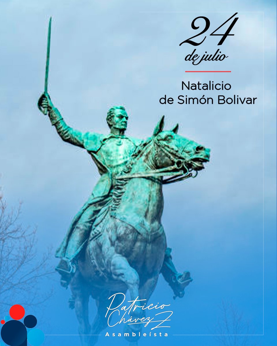 AsPatoChavez's tweet image. Hoy, 24 de julio, celebramos el nacimiento del Libertador Simón Bolívar.  Su visión, valentía y lucha incansable por la libertad de los pueblos siguen inspirando generaciones. 

Bolívar soñó con una América unida y libre, y su legado perdura en cada rincón de nuestra historia.…