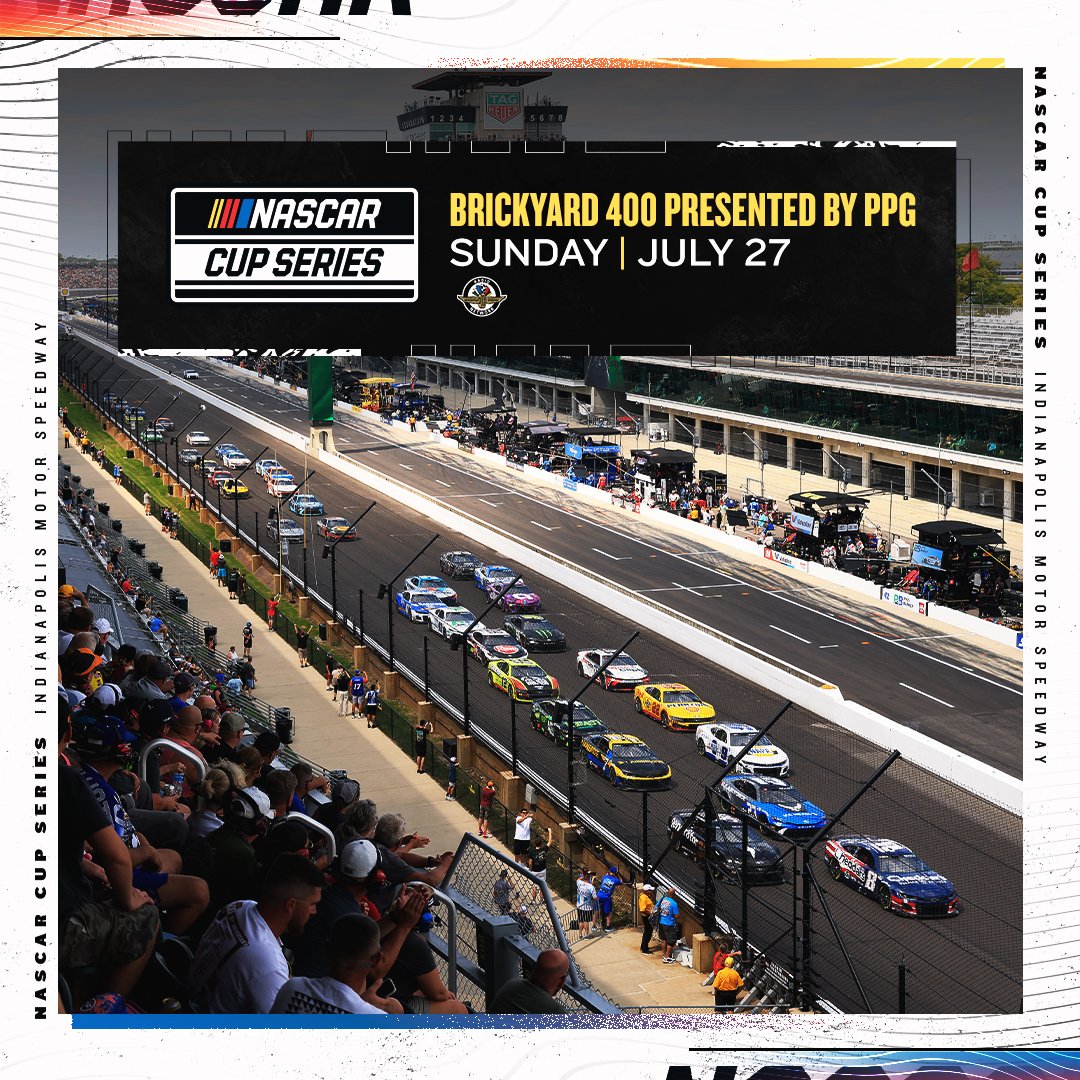 KCPSRADIO's tweet photo. The @NASCAR Cup Series heads to #TheBrickyard @IMS for the #TheBrickyard400 presented by @PPG! Find out who wins a cool million from the #InSeasonChallenge TODAY at 12:00 p.m. CT! #NASCAR https://t.co/3y30LrXl7G