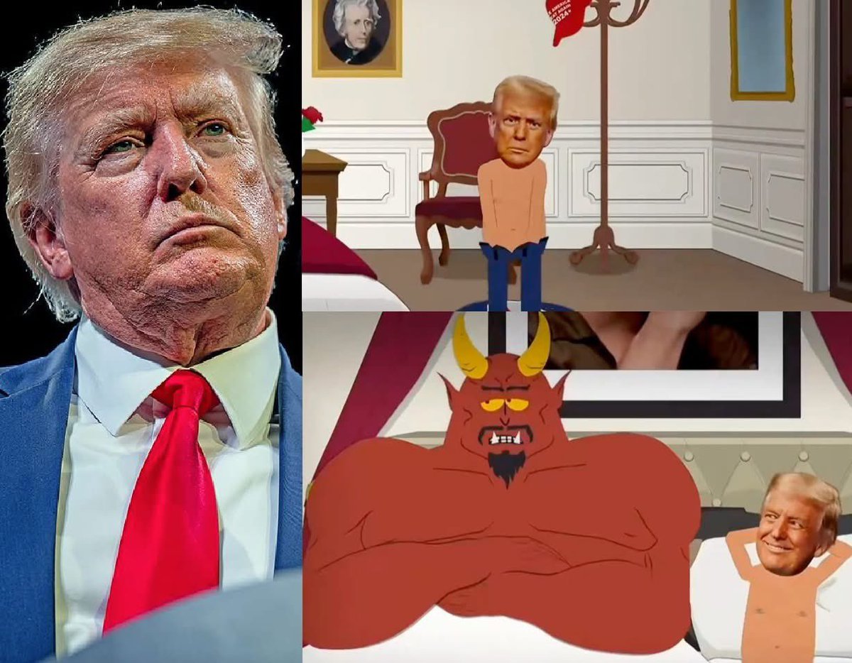 leoknyc777's tweet image. BREAKING: The White House melts down over the new South Park episode for brutally mocking Donald Trump and his &quot;teeny tiny&quot; manhood, his Jeffrey Epstein scandal, and depicting him in bed with Satan in its most relentless season premiere to date.
MAGA world is already clamoring…