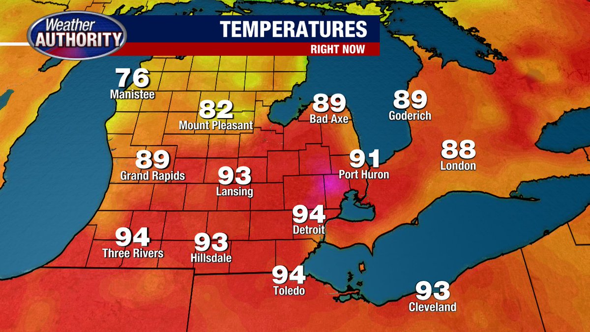 4:00 PM Temps...  Hot and humid across southern Michigan.  BE SAFE!!!!!