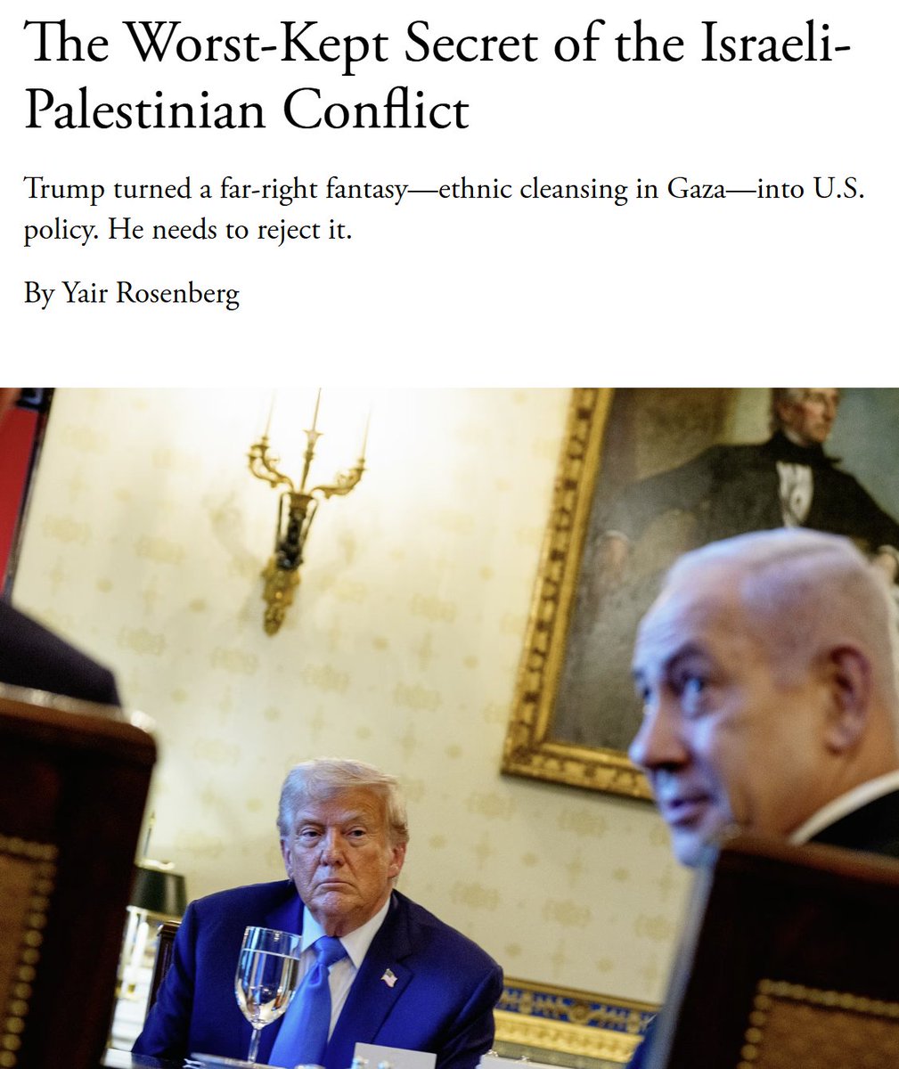 My latest: Trump opened the door to ethnic cleansing in Gaza. He needs to close it and stop feeding the Israeli right's fantasies of conquest, or he will never achieve the peace he claims to want. Please read the whole thing. Gift link below.