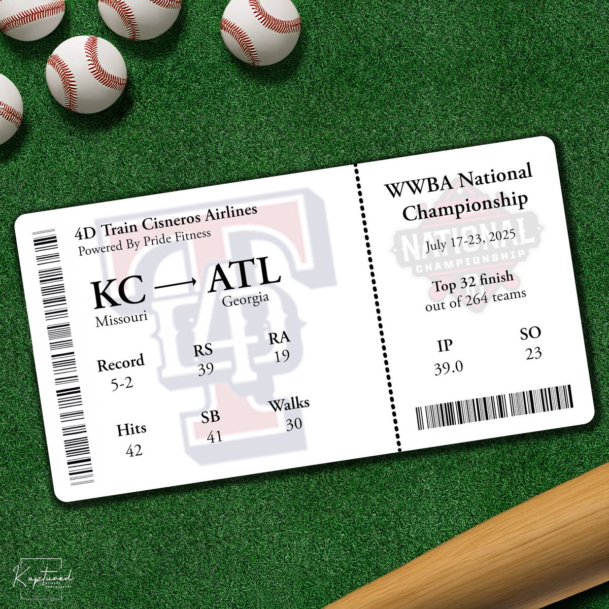 BCBsblCisneros's tweet image. Our Atlanta Ticket
——
WWBA National Championship || July 17-23, 2025
@kapturedbykate_