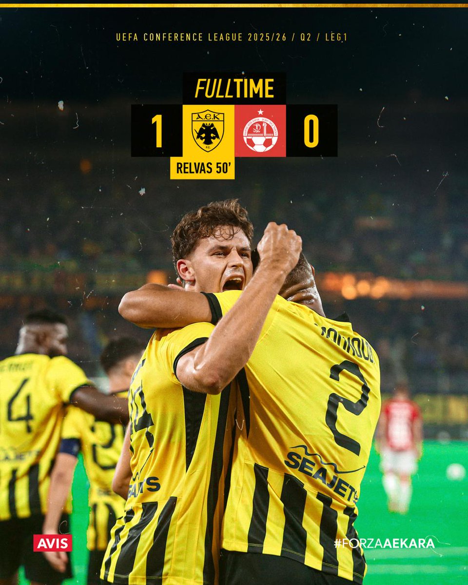 AEK_FC_OFFICIAL's tweet image. Λήξη του αγώνα: ΑΕΚ - Hapoel Beer Sheva 1-0
#aekfc #aekfcseason2025_2026 #aekhbs #UEFAConferenceLeague