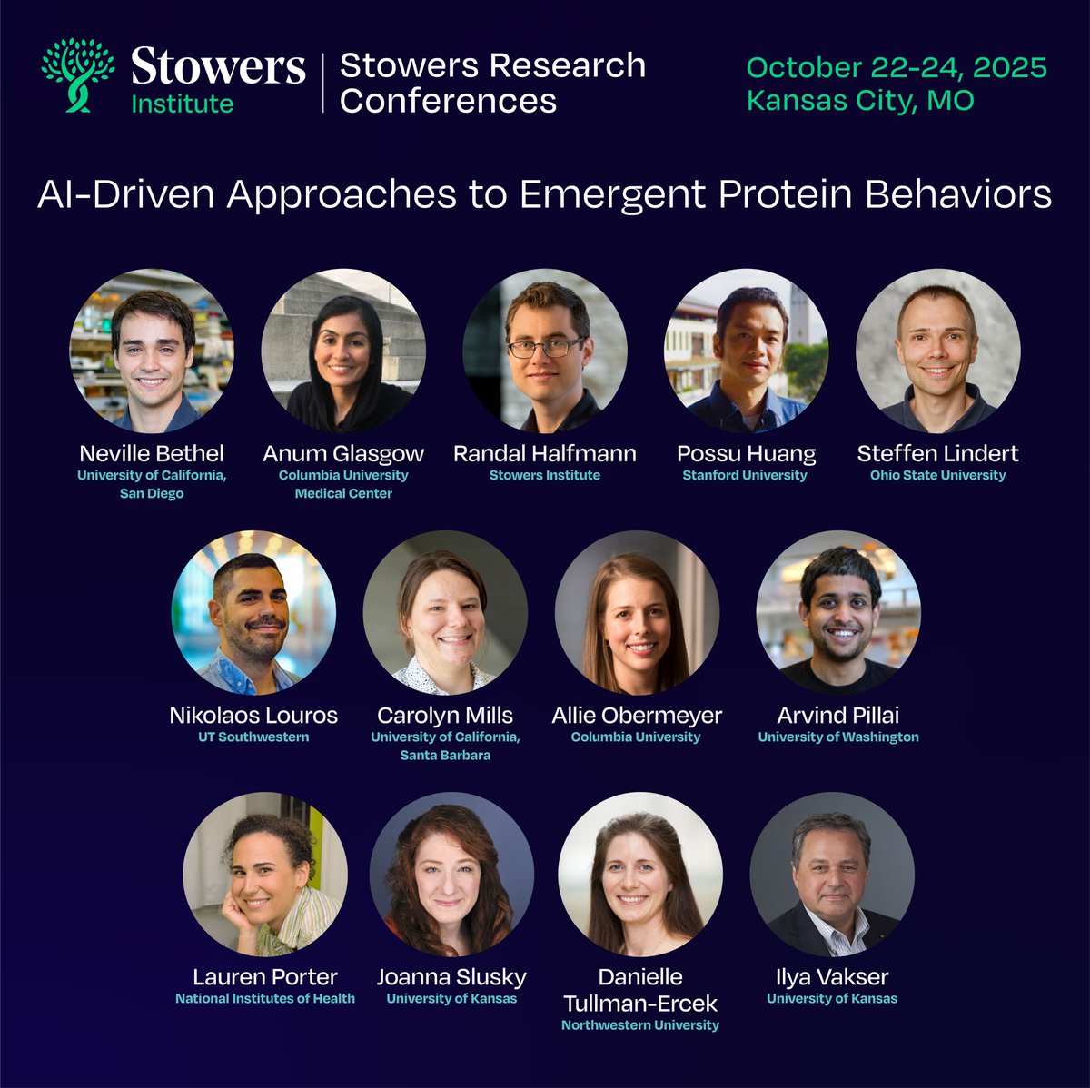 ScienceStowers's tweet image. 📅 Save the date: Oct.22–24! Join us at the Institute for an exciting research conference on AI-driven approaches to emergent protein behaviors. #SRCKC25
Now accepting abstracts & registrations: bit.ly/3GgsQtC