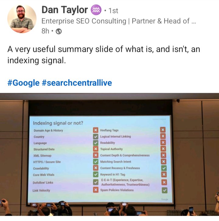 NikkiPilkington's tweet image. You might see this doing the rounds over the next few days. This is your friendly reminder that "indexing" signals do not equal "ranking" signals.