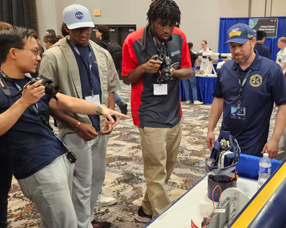 UToledo's tweet image. Even a crash landing couldn’t keep them down. The UToledo Rocketry Club earned the Artemis Student Challenge Innovation Award at NASA’s 2025 Student Launch Challenge for their E.P.I.C. Payload Capsule. The award recognizes the scientific payload design in the national…