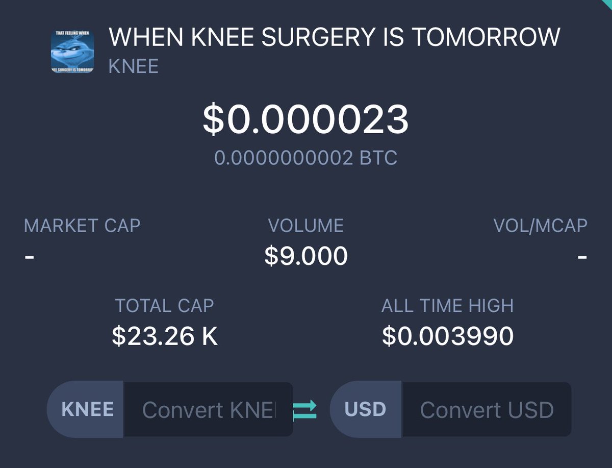 KoneruMd's tweet image. For all of you crypto fans, apparent there is a knee surgery meme coin 🤷🏽♂️