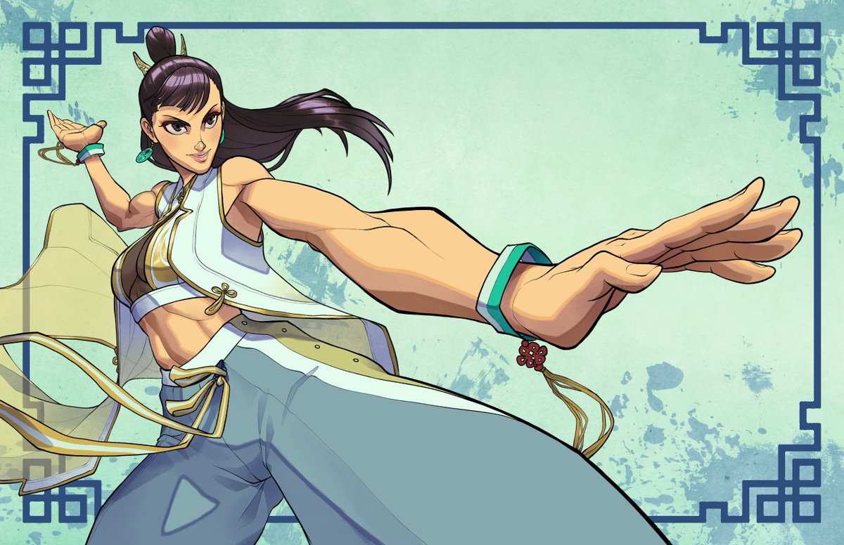 I'm glad I set up the file I did... so that I could also achieve Color 01 of #Chunli's outfit 3.

Here's the two versions of this art. 

#sf6 #StreetFighter6 #digitalart #anime #fanart