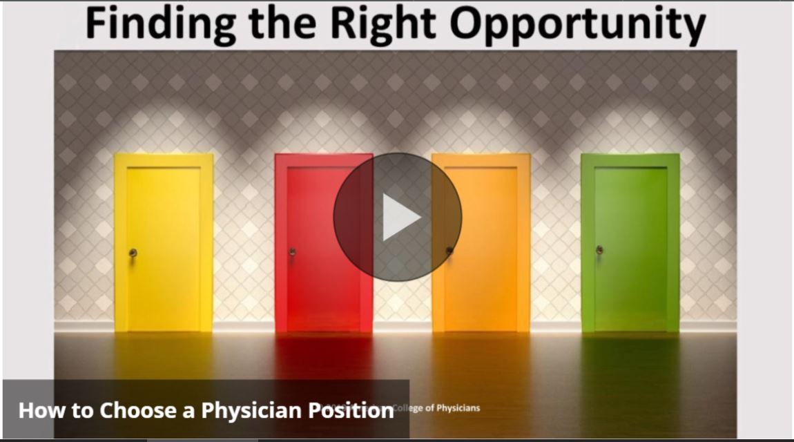 ACPCareerConnec's tweet image. Physicians, Residents, Fellows: Watch ACP's video Find the Right Opportunity bit.ly/1GIyHft
What are your "Must Haves," "Nice to Haves," "Deal Breakers?"
This video will assist in your search for that right opportunity. It's free!