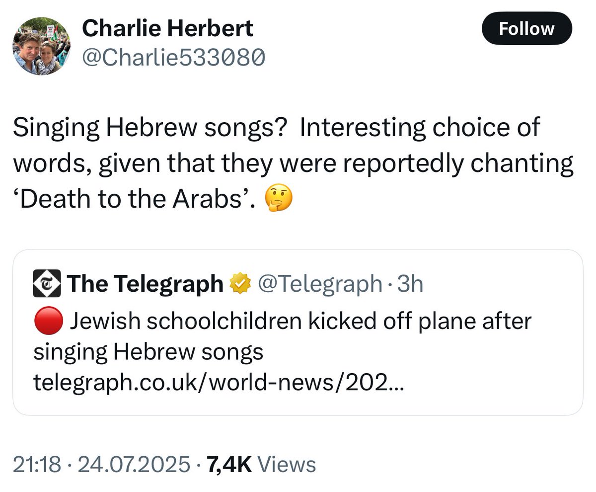 Charlie Herbert is a lying antisemite who spreads fake information to create a palatable justification for his antisemitism, because in his mind “those evil Jews had it coming”

That’s it, that’s the tweet
