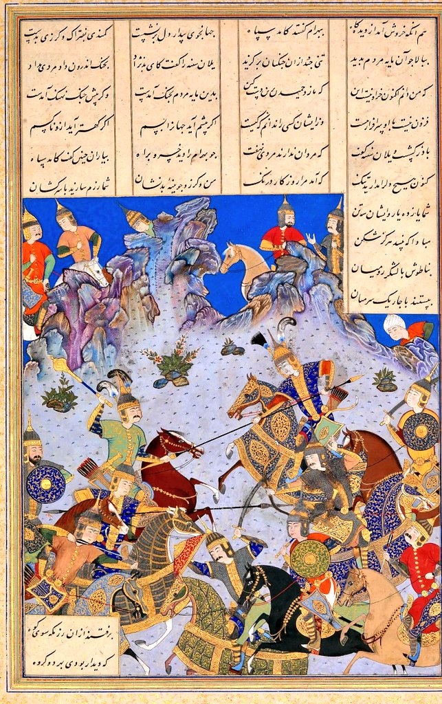 «شکوه و درخشندگی نگارگری ایرانی را در دوره صفوی و در نسخه‌هایی می‌توان دید که در #تبریز از ادبیات پارسی و به ویژه از #شاهنامه فردوسی به دستور شاه تهماسب در نقاشخانه سلطنتی ترسیم شده است، گنجینه‌ای بی تکرار از هنر ایران‌زمین»
#سیمرغنامه

پیوند به اثر:
simurghnameh.com/artwork/729bf6…