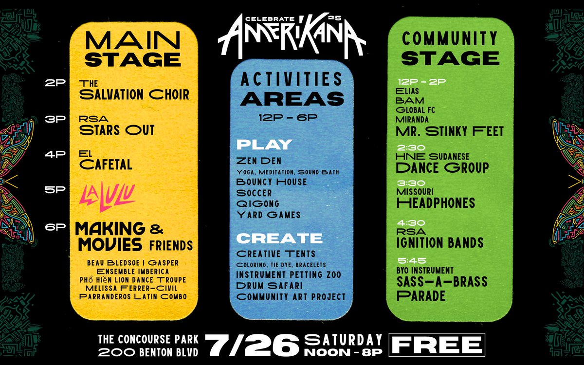 Check out the FREE Celebrate AMERI’KANA Music &amp; Arts Festival on July 26th! Concourse Park, 12pm-8pm, hope to see you there! 🔥🔥🔥🎸🎤🍹

<a href="/artasmentorship/">Art As Mentorship</a> @mkngmvs @celebrateamerikana_ #celebrateamerikana2025

CHECK IT OUT HERE:celebrateamerikana.com