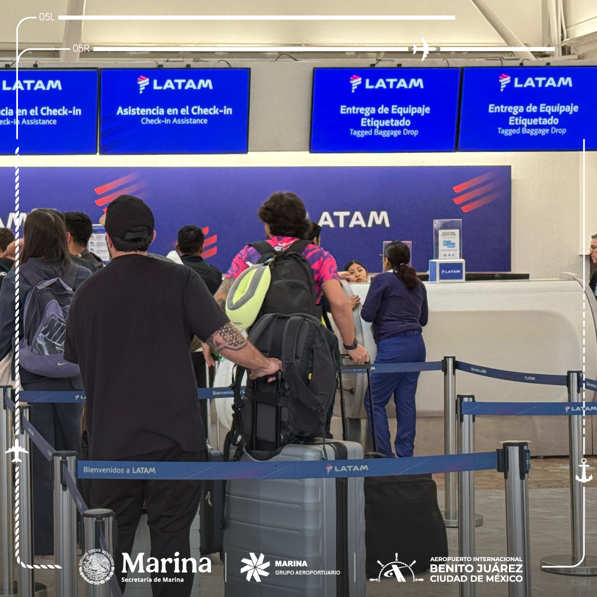 AICM_mx's tweet image. Recuerda que los mostradores de LATAM se encuentran en la bahía F3 de la Terminal 1: #ArptoBJ