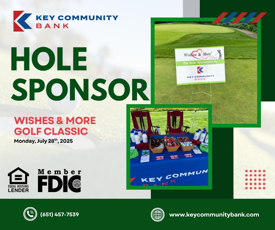 KeyCommunityIGH's tweet image. Key Community Bank is excited to be a hole sponsor at the Wishes &amp;amp; More Golf Classic this upcoming Monday, July 28th ⛳

Look for our team on the course!

#WishesAndMore #KeyCommunityBank #CommunitySupport #GolfForACause