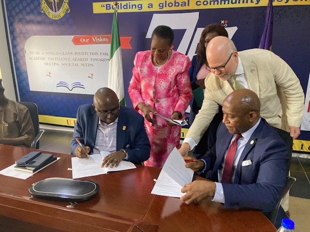 sunyoswego's tweet image. President Nwosu wraps up a successful visit to Nigeria for the SUNY Africa Initiative:
β
Met with high school leaders & agencies
β
Reconnected with MBA alum Jane Nwagu Gβ23
β
Signed Oswegoβs first institutional agreement in Nigeria
β
Visited PEFTI for media/film talks